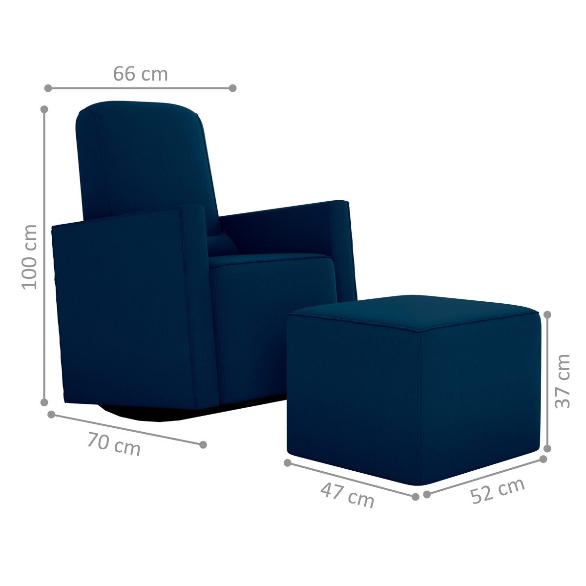 Poltrona para Amamentação com Puff León Suede Azul
