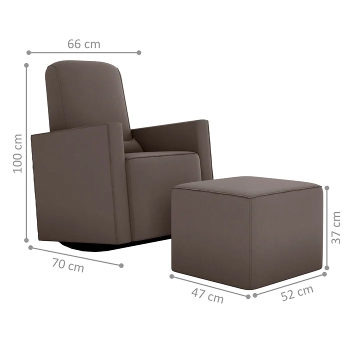 Poltrona para Amamentação com Puff León Suede Cappuccino