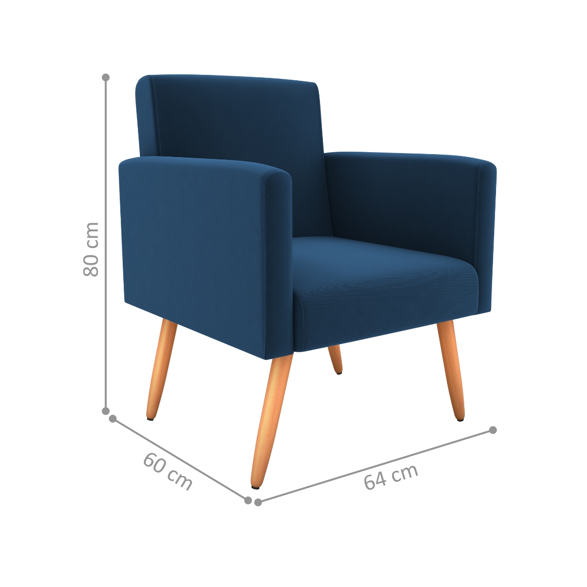 Poltrona para Decoração Belém Suede Azul