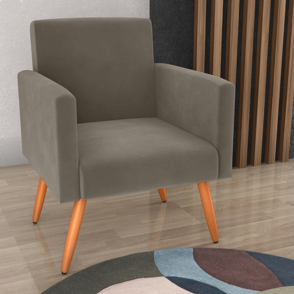 Poltrona para Decoração Belém Veludo Cappuccino