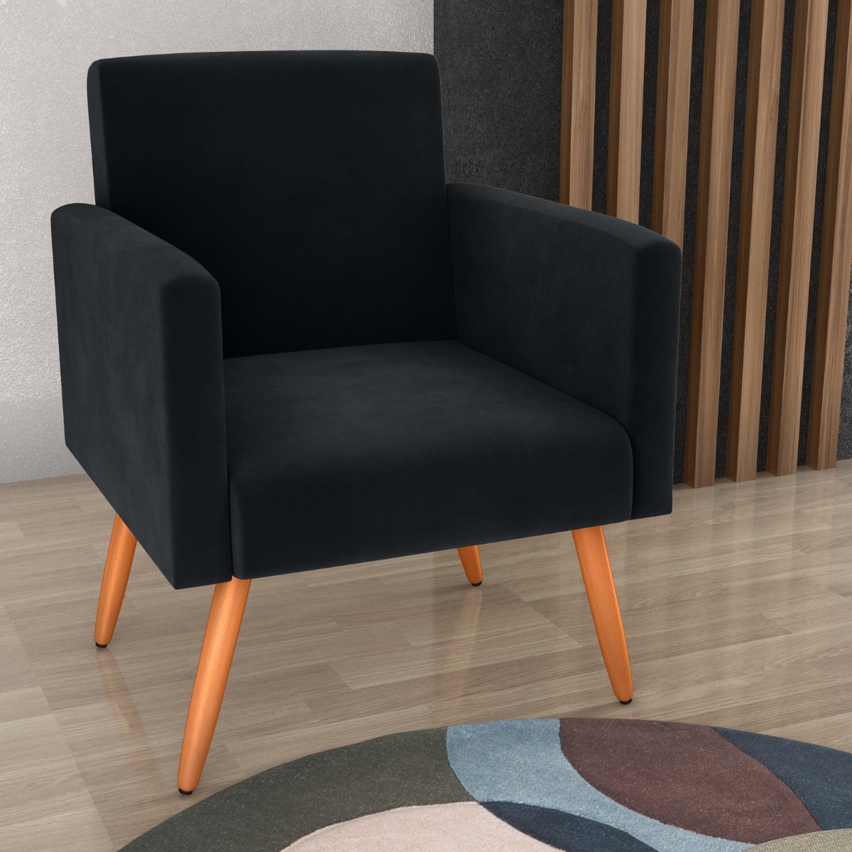 Poltrona para Decoração Belém Veludo Inca Preto
