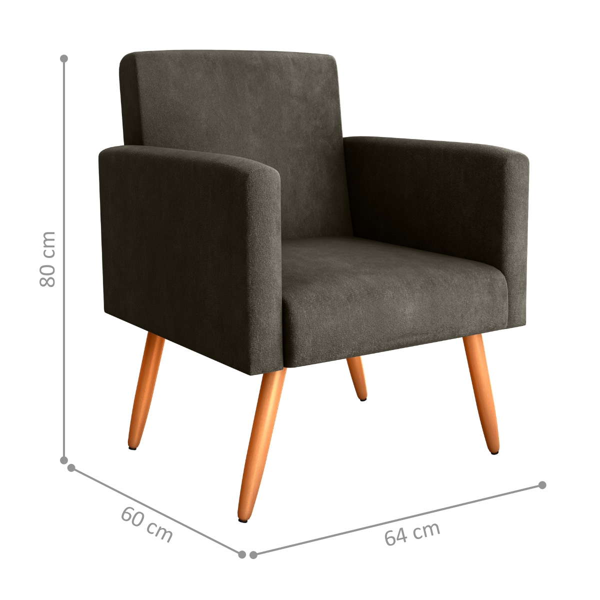 Poltrona para Decoração Belém Veludo Turkey Marrom
