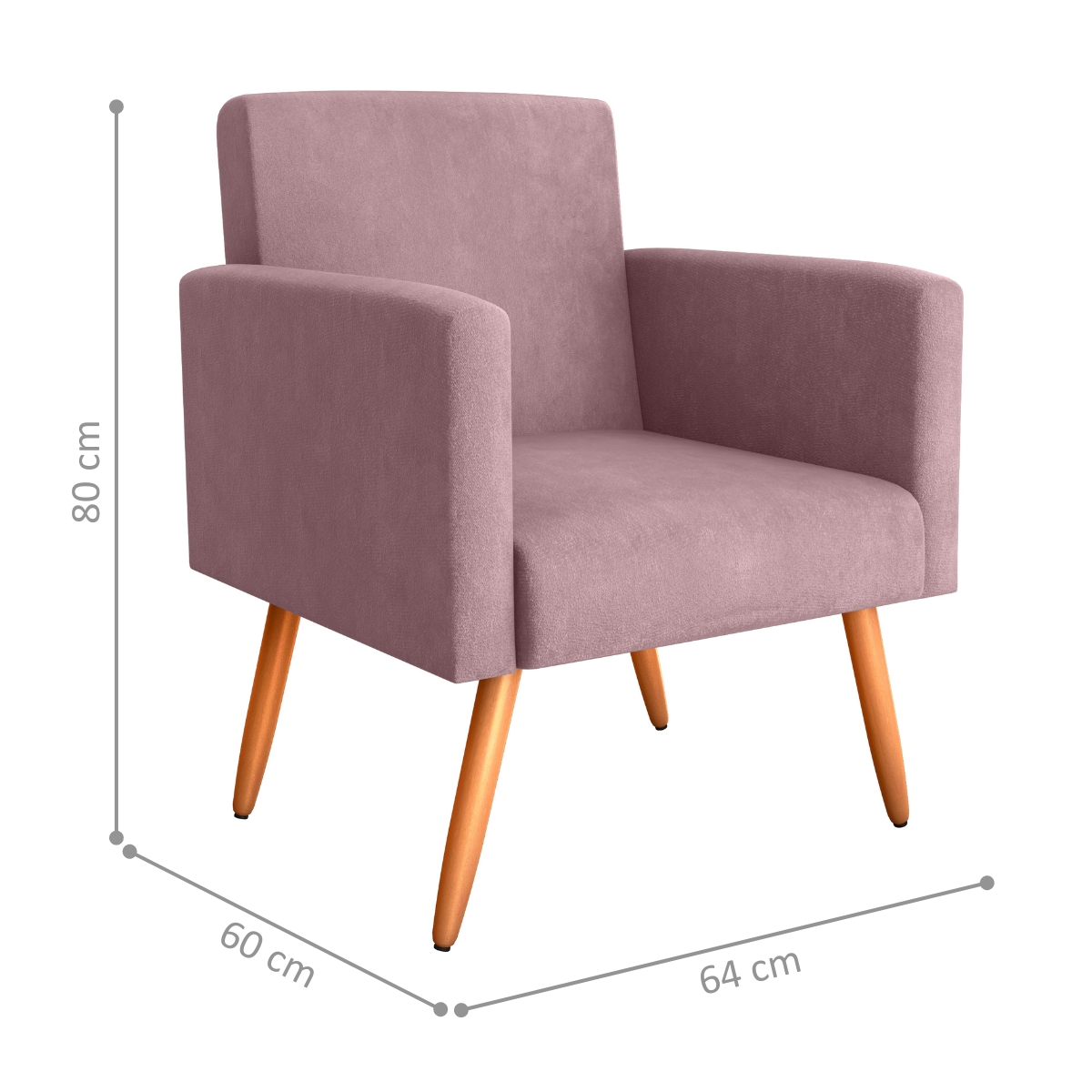 Poltrona para Decoração Belém Veludo Turkey Rosa