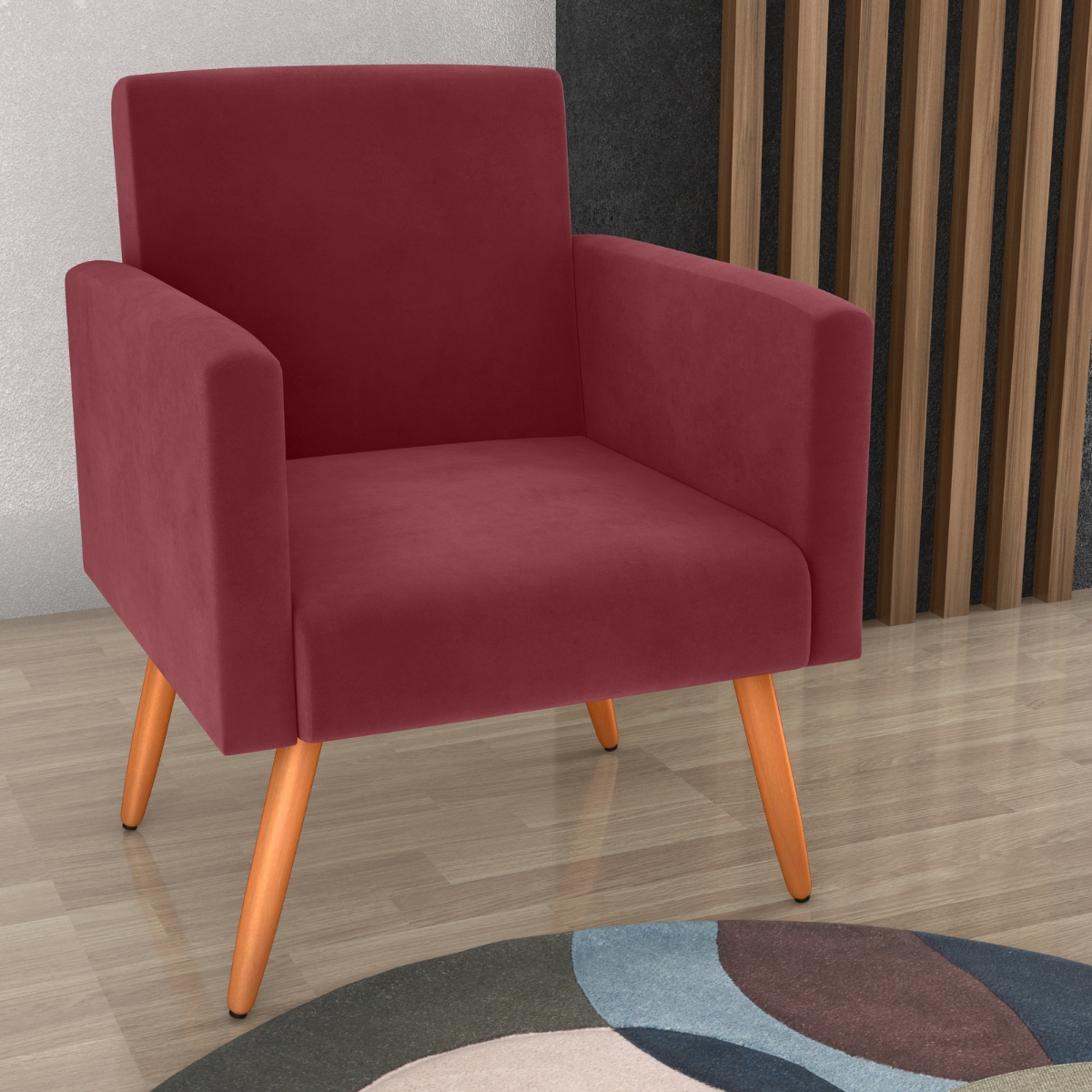 Poltrona para Decoração Belém Veludo Vinho