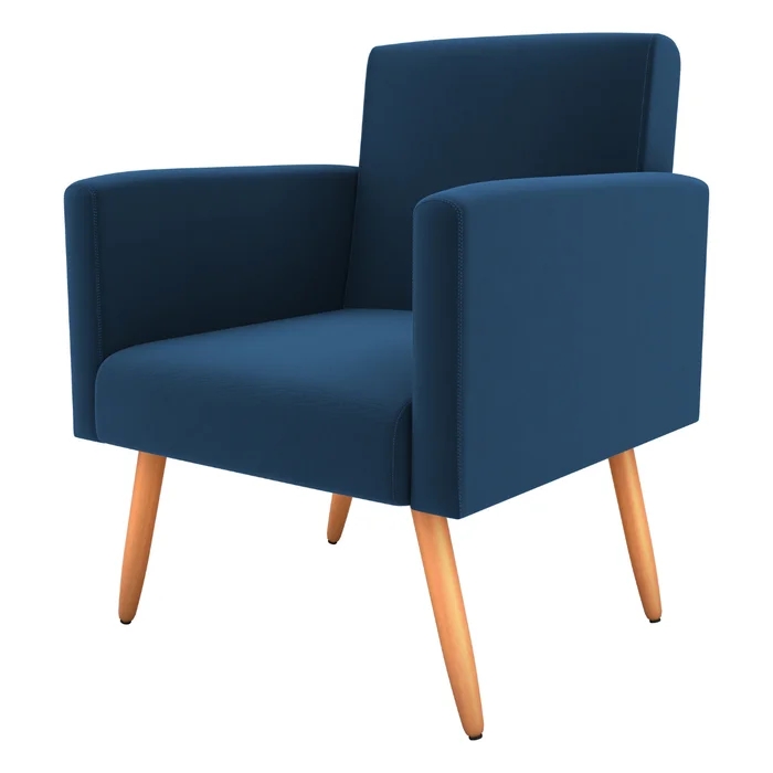 Poltrona para Decoração Sara Suede Azul
