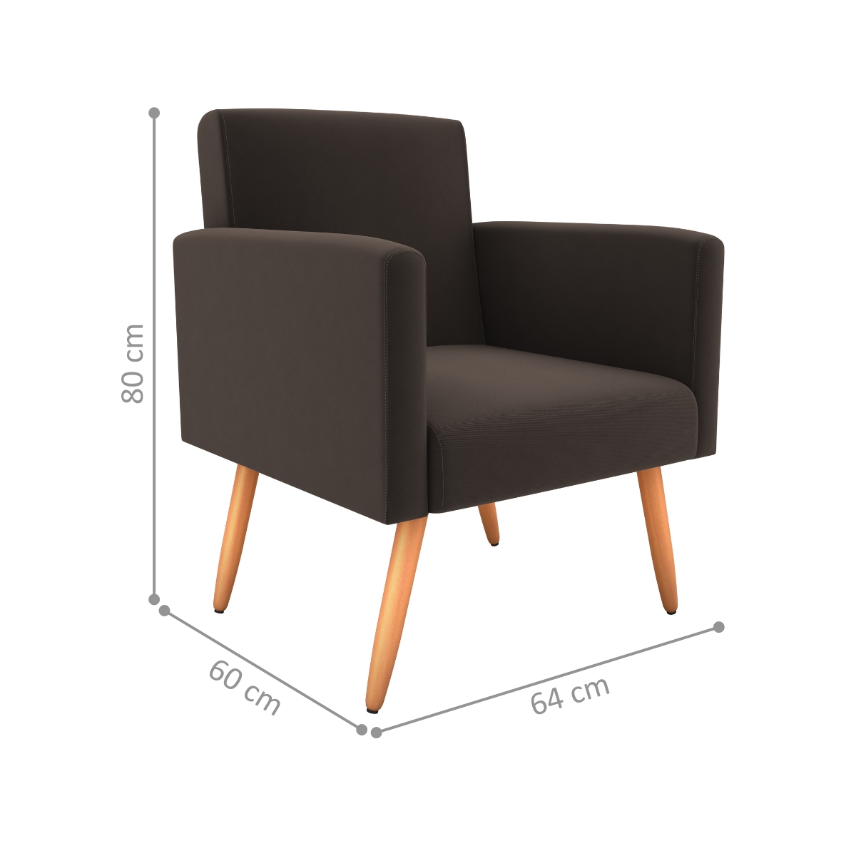 Poltrona para Decoração Sara Suede Marrom