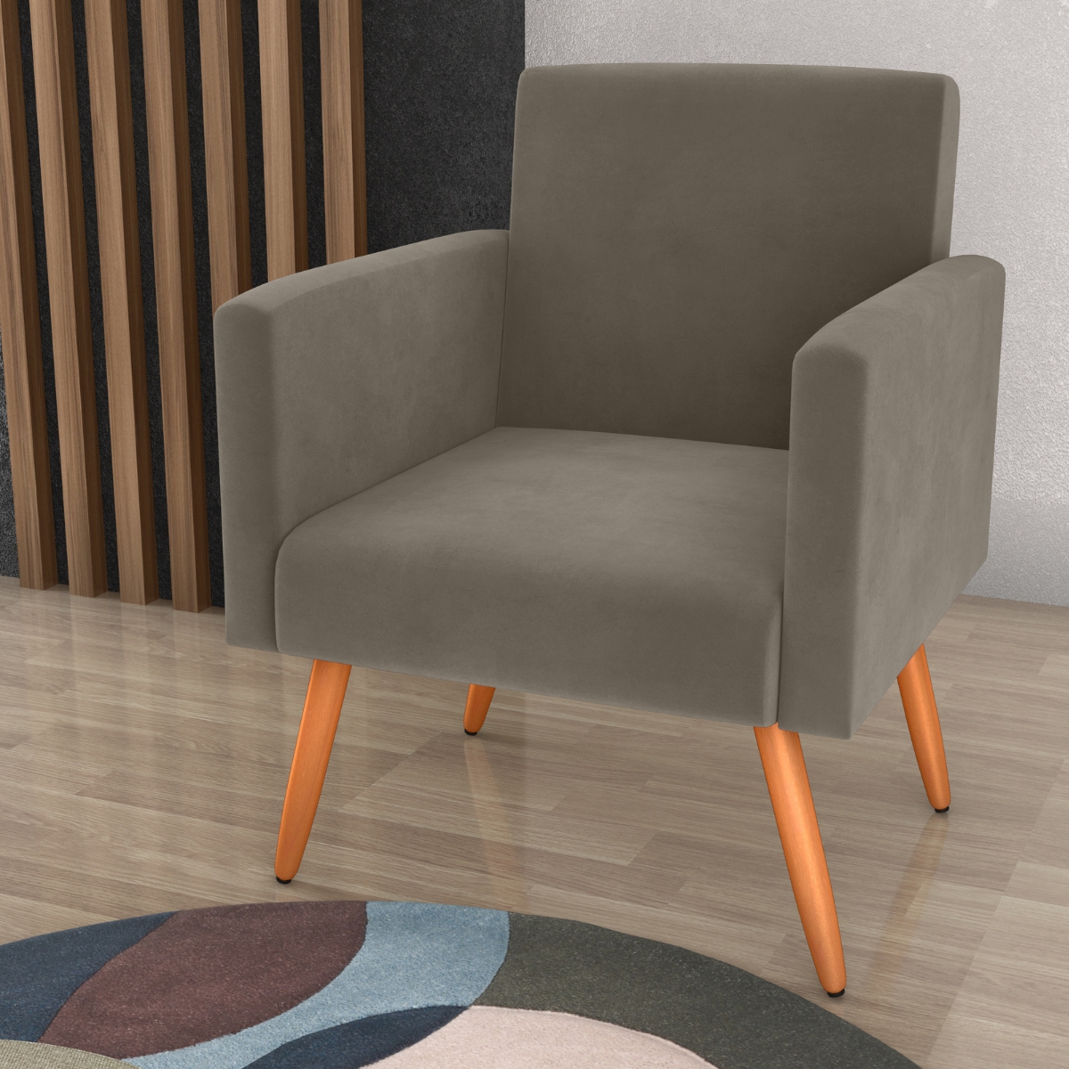 Poltrona para Decoração Sara Veludo Cappuccino