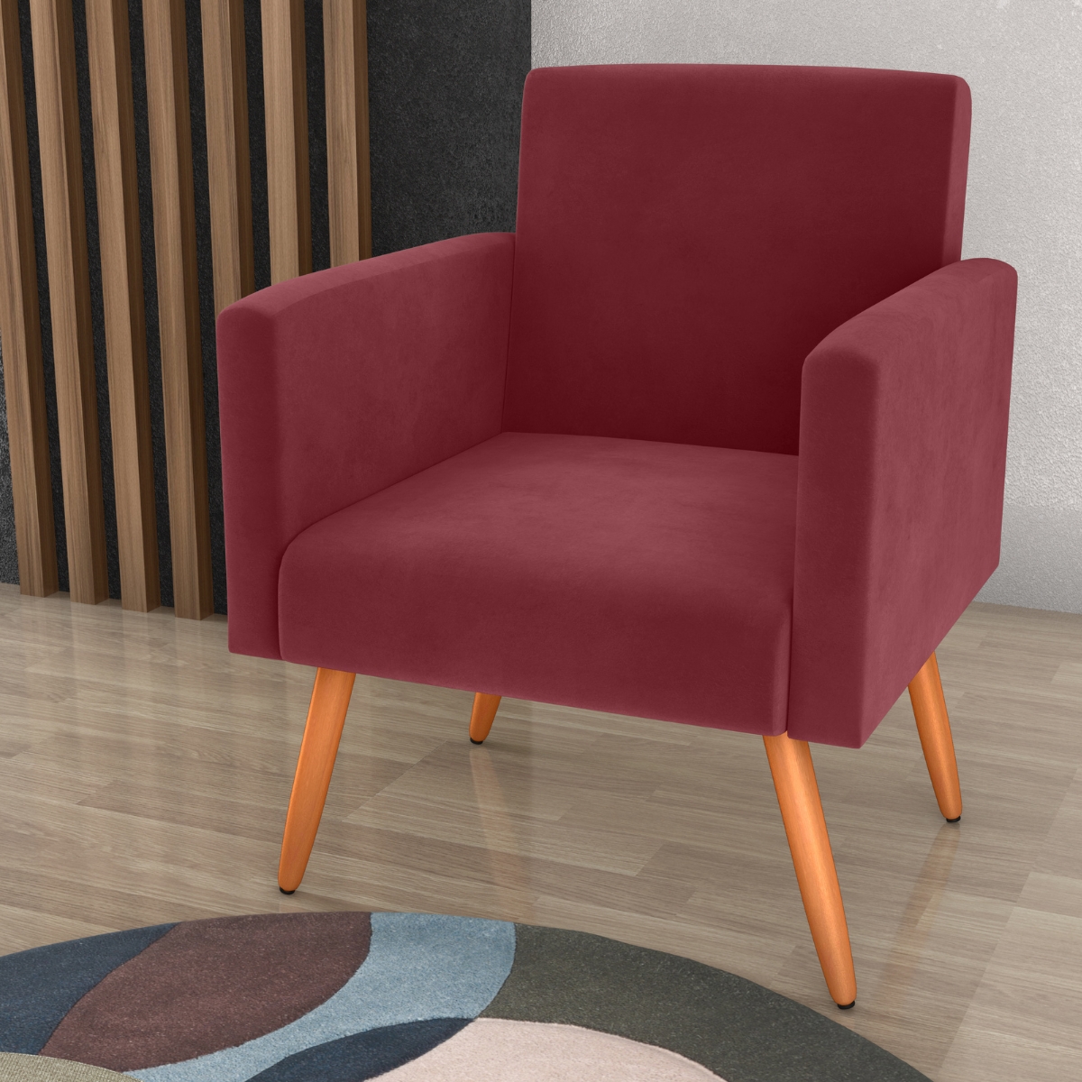 Poltrona para Decoração Sara Veludo Vinho