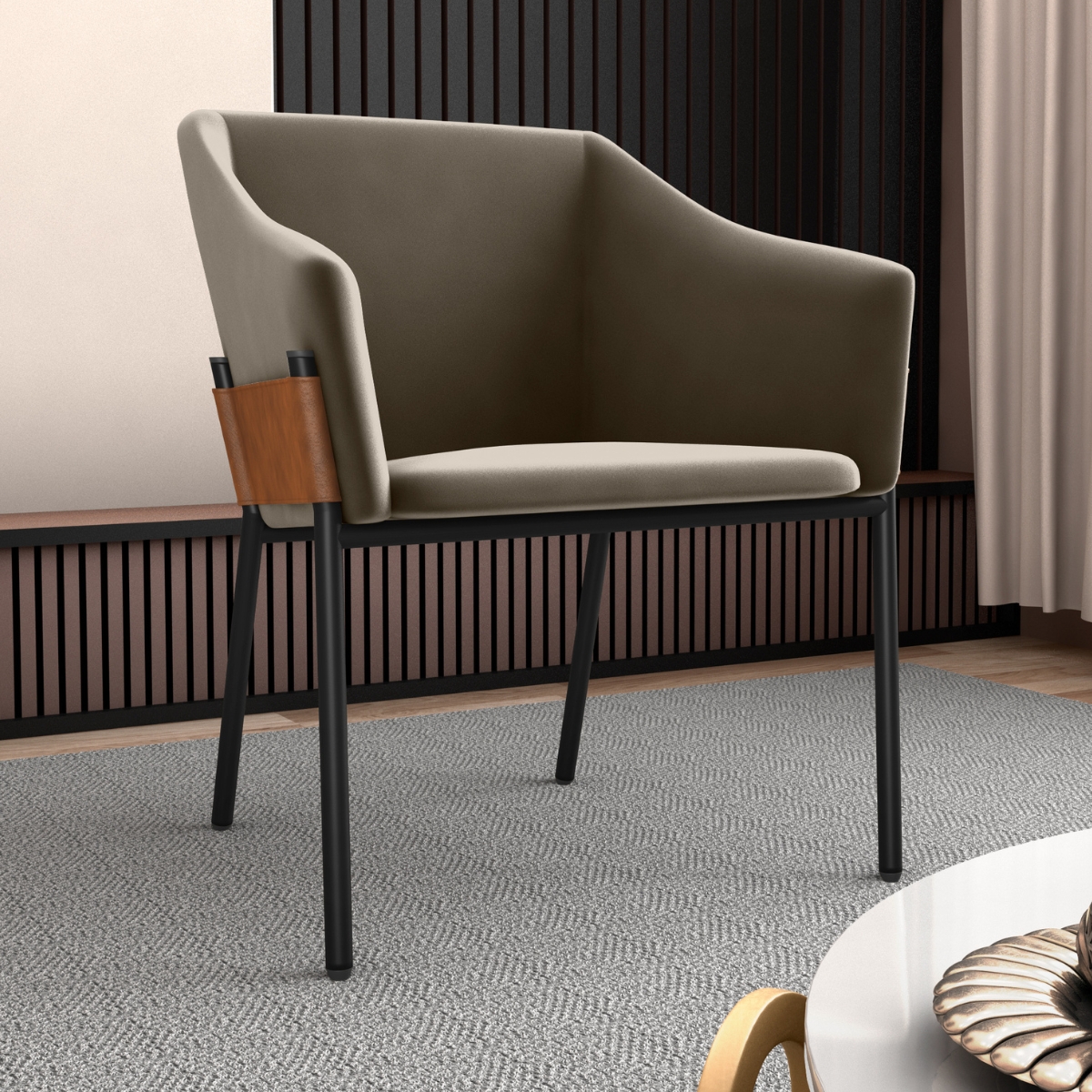 Poltrona para Sala de Recepção Maceió Veludo Cappuccino