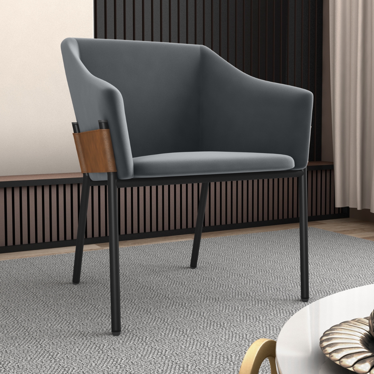 Poltrona para Sala de Recepção Maceió Veludo Cinza