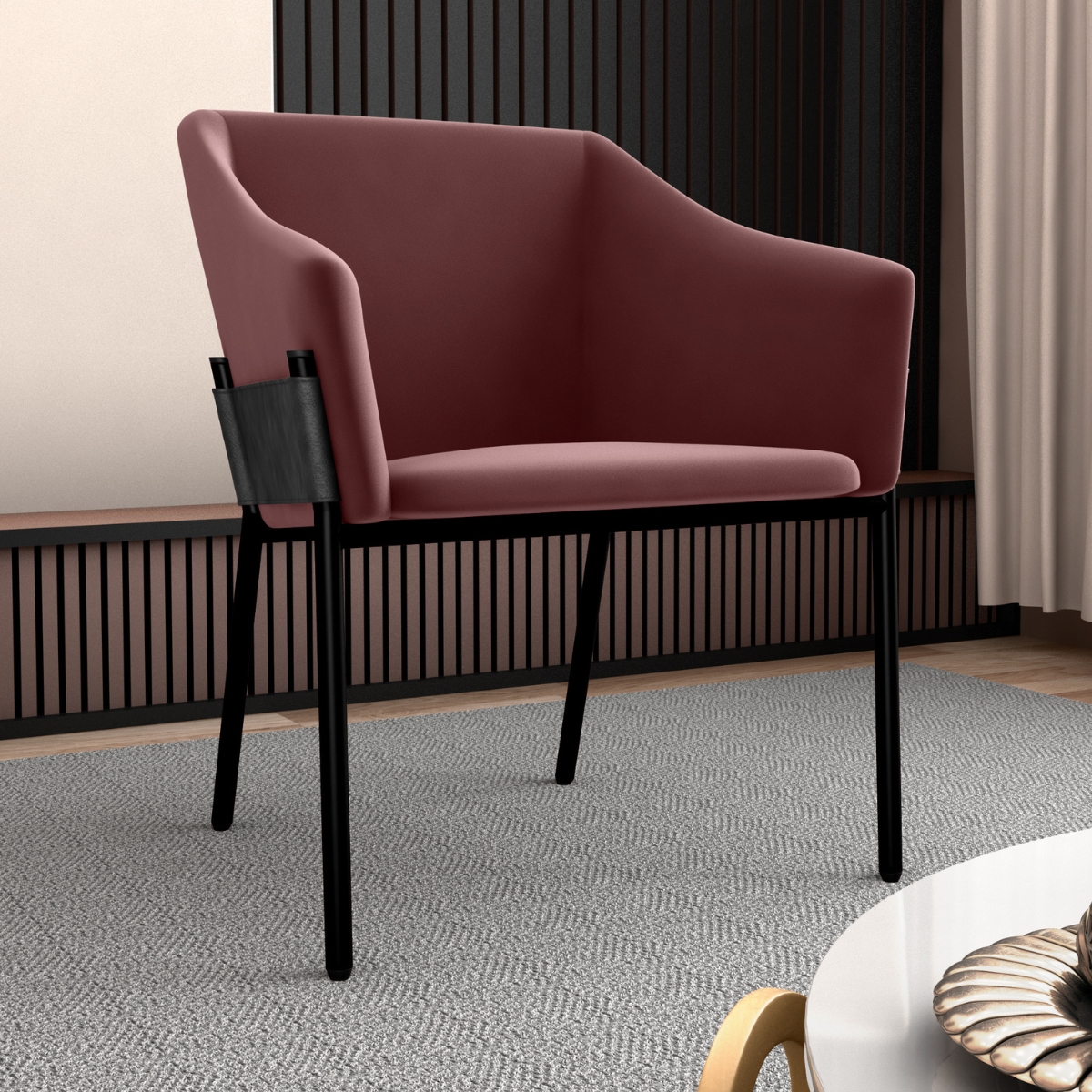 Poltrona para Sala de Recepção Maceió Veludo Rose