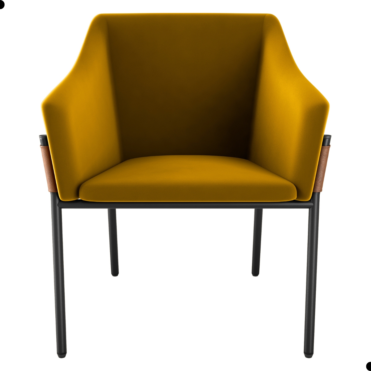 Poltrona para Sala de Recepção Silas Veludo Amarelo