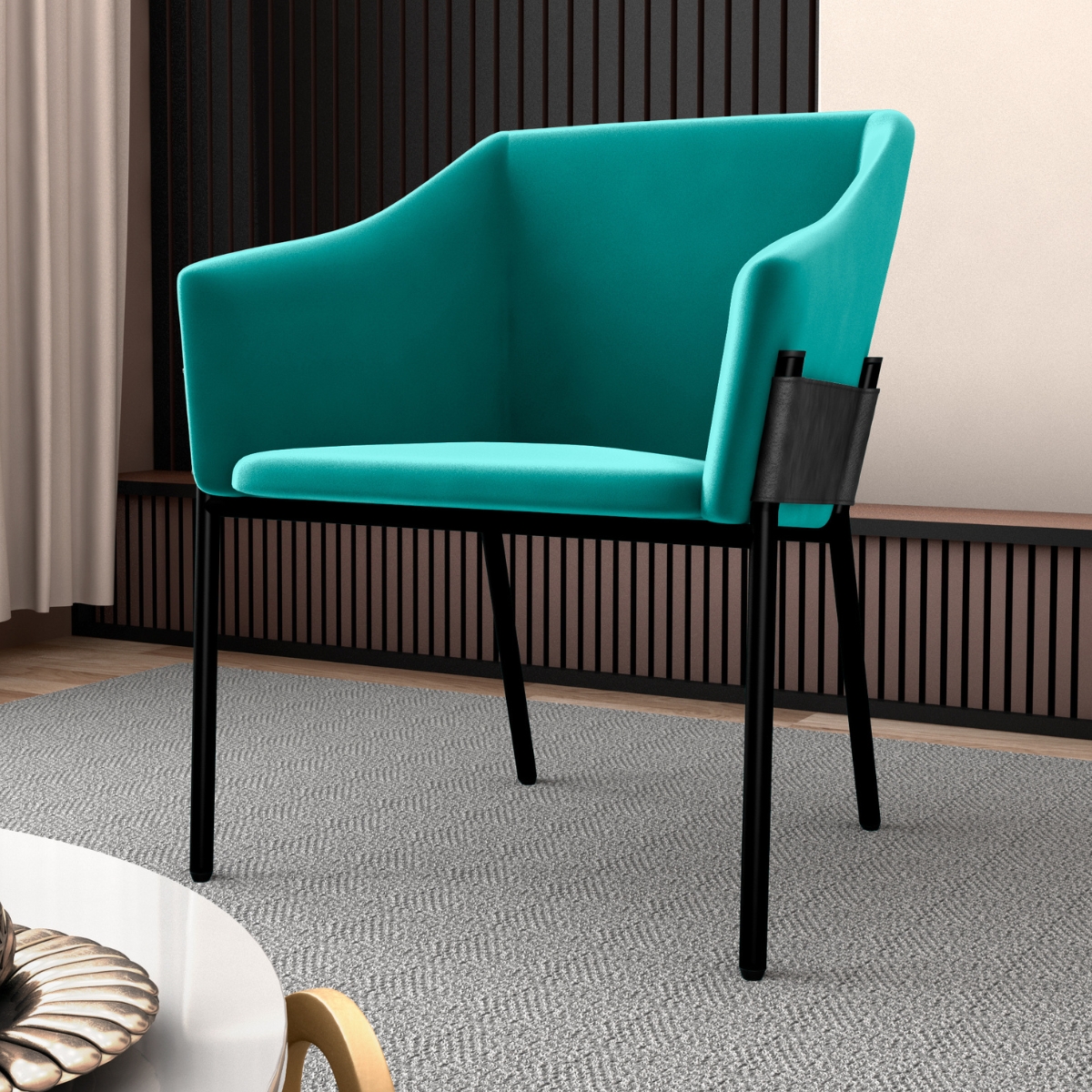 Poltrona para Sala de Recepção Silas Veludo Verde Menta