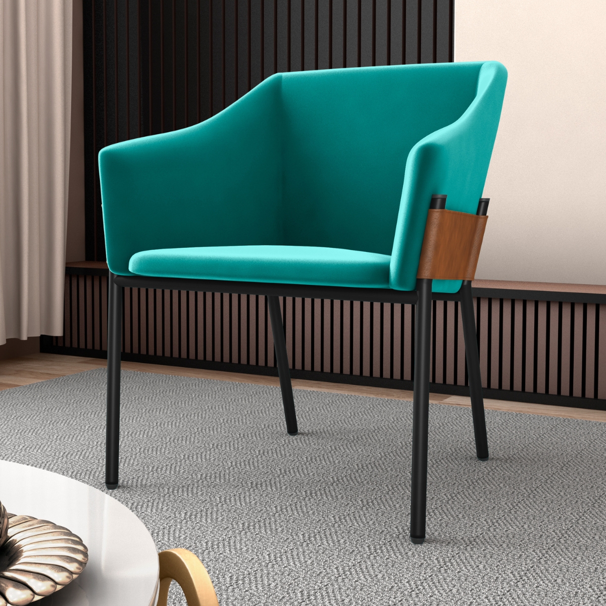 Poltrona para Sala de Recepção Silas Veludo Verde Menta