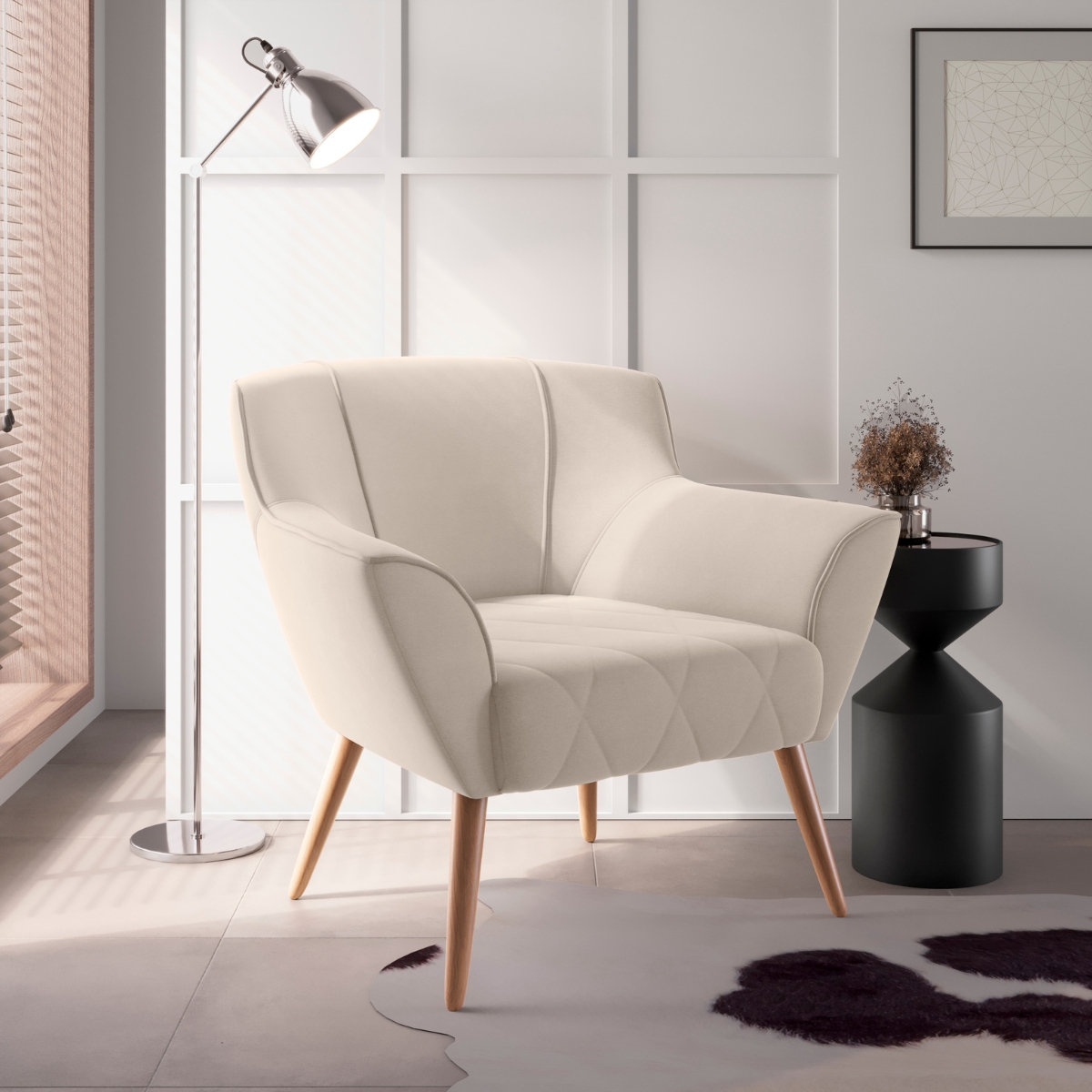 Poltrona para Sala de Recepção Viana Inca Areia
