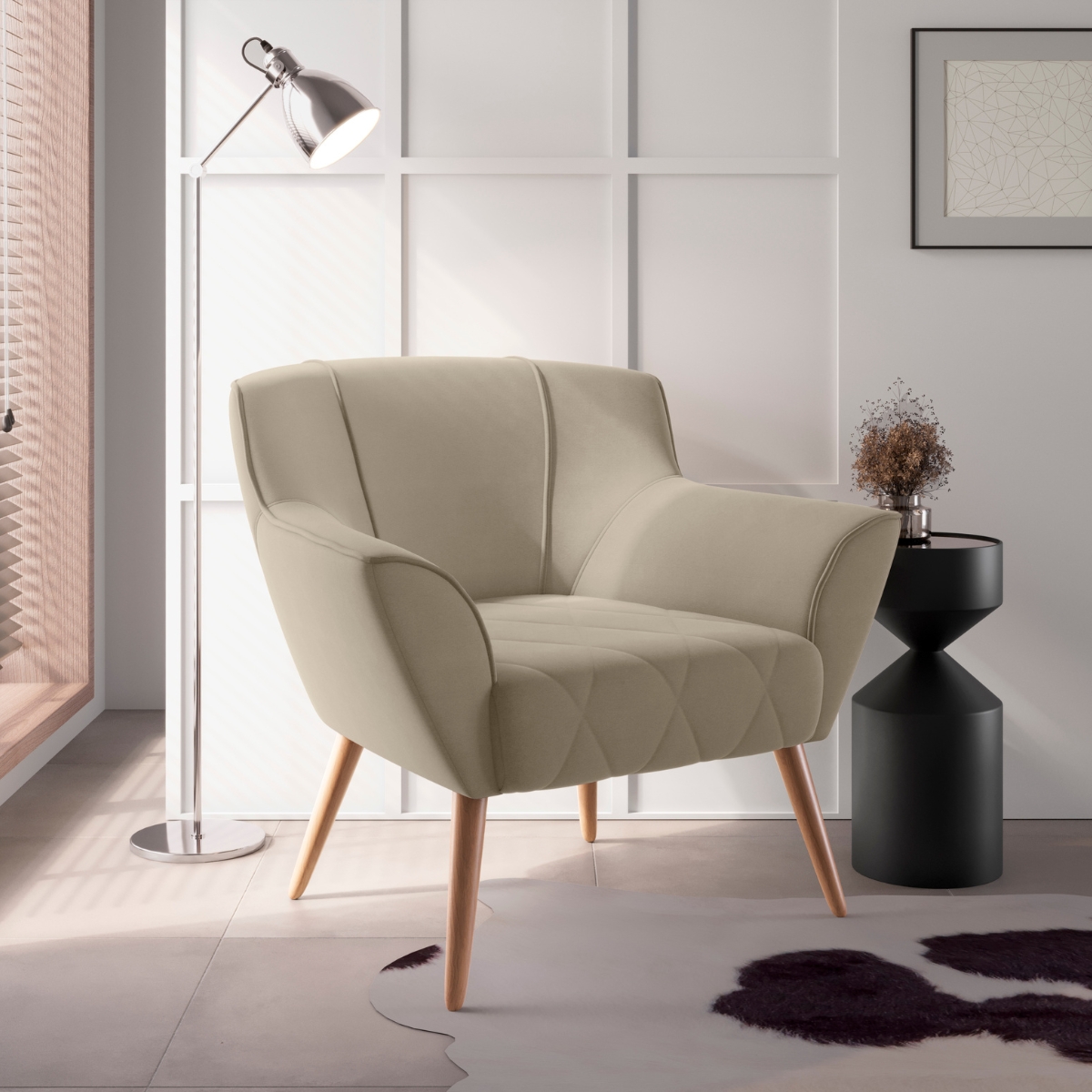 Poltrona para Sala de Recepção Viana Inca Castor 