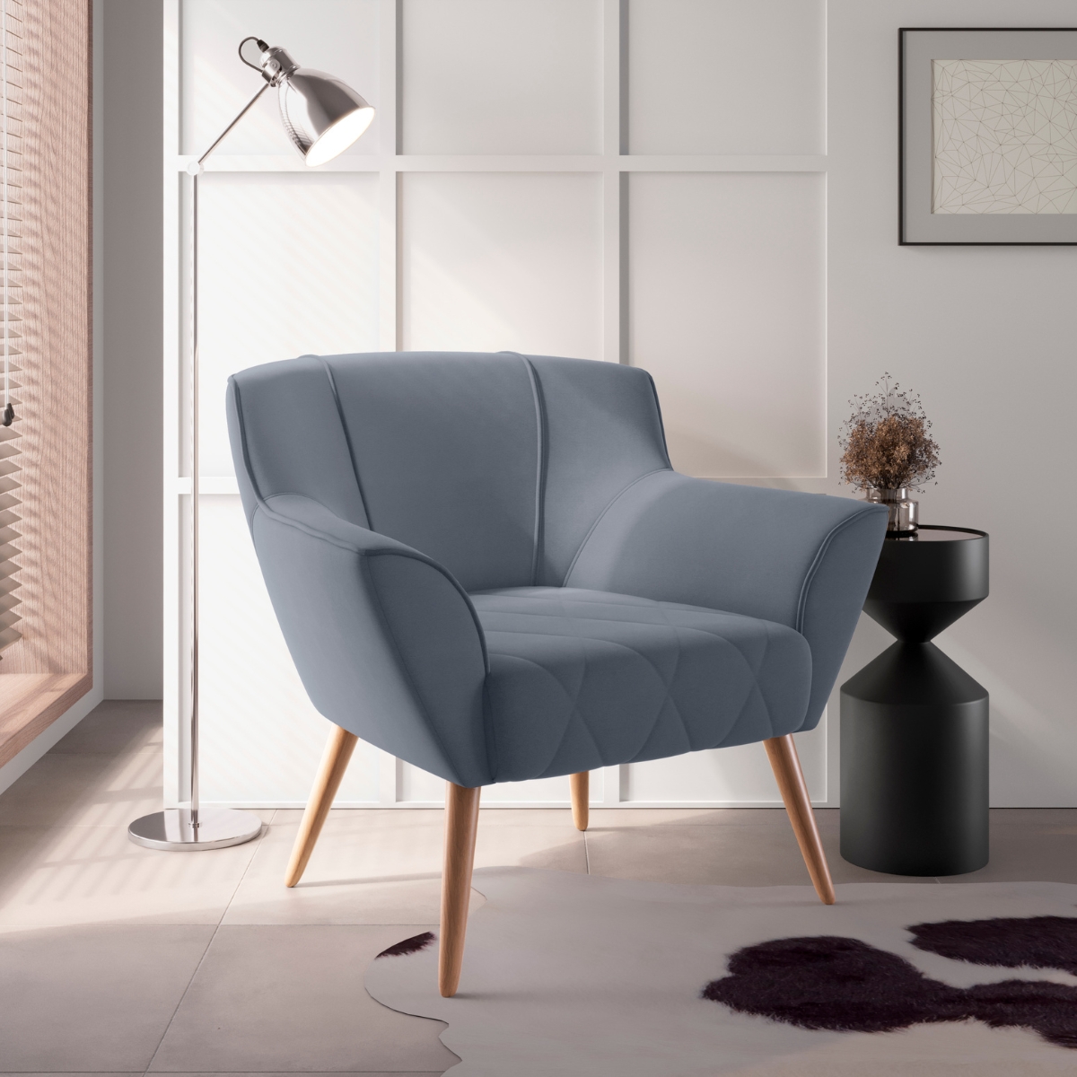 Poltrona para Sala de Recepção Viana Inca Chumbo