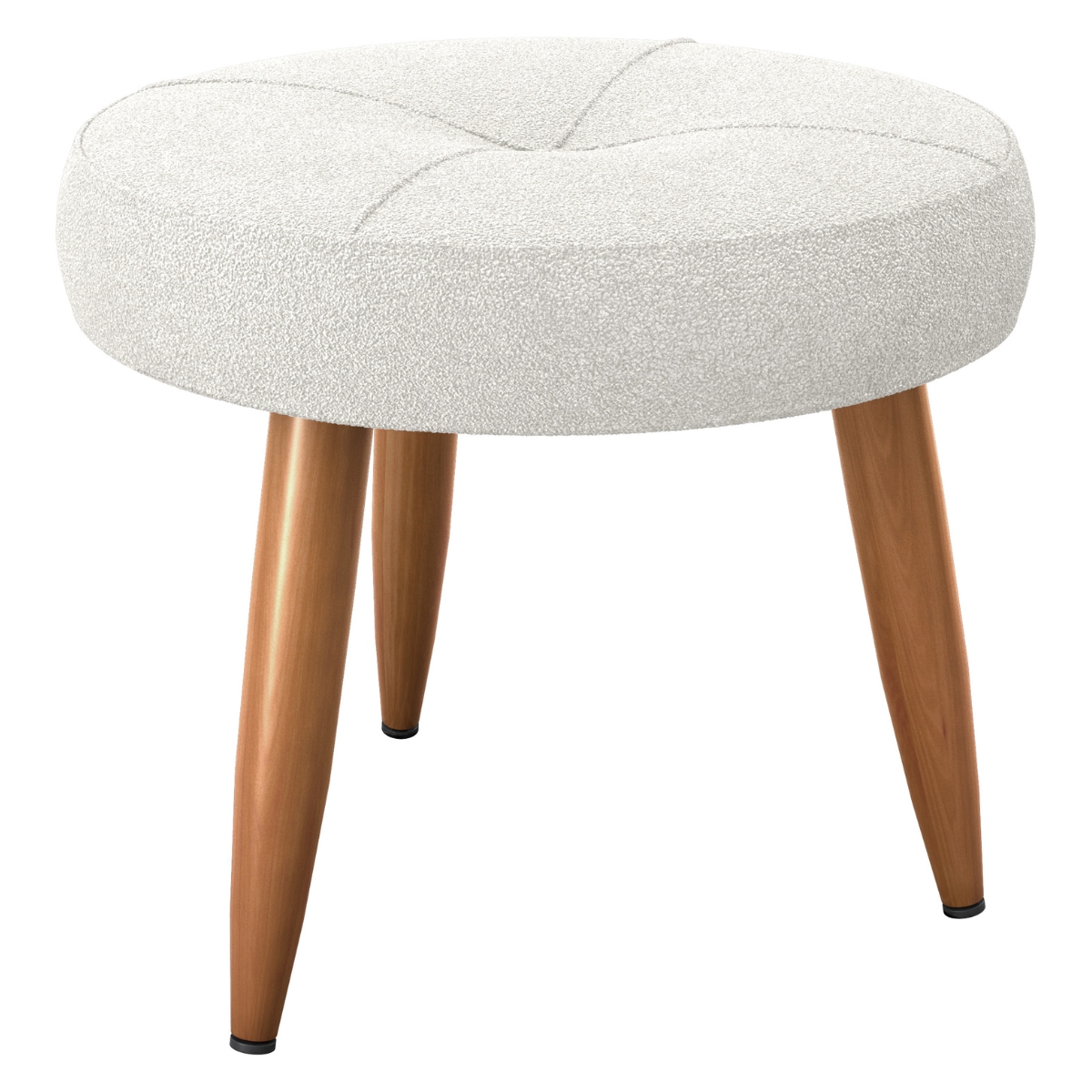 Puff Redondo para Sala Miami Boucle Bege