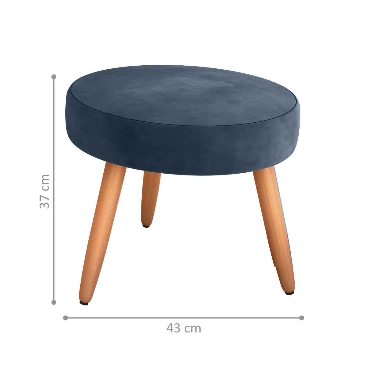Puff Redondo para Sala Suiça Veludo Azul