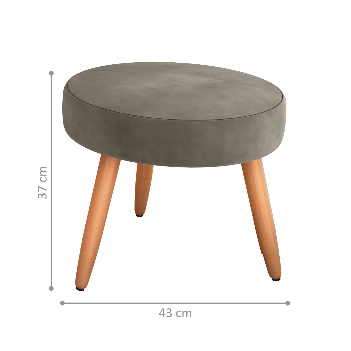 Puff Redondo para Sala Suiça Veludo Cappuccino