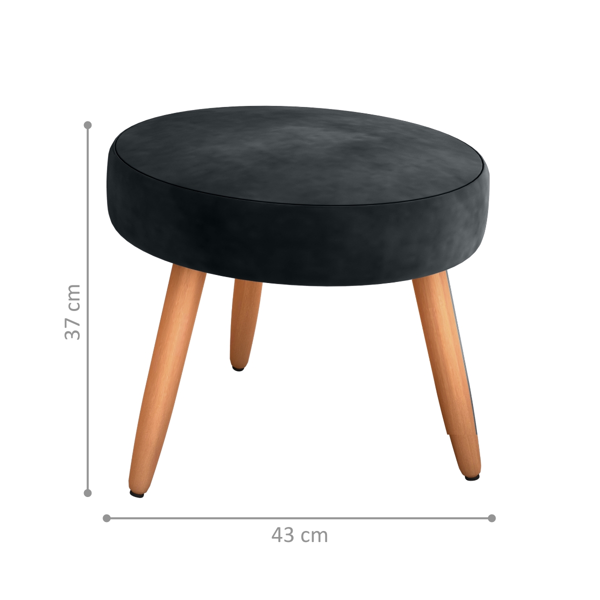 Puff Redondo para Sala Suiça Veludo Inca Preto