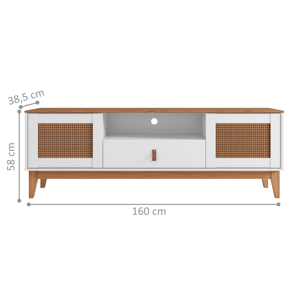 Rack 2 Portas para TVs de 60 Polegadas Vienna Branco Noce