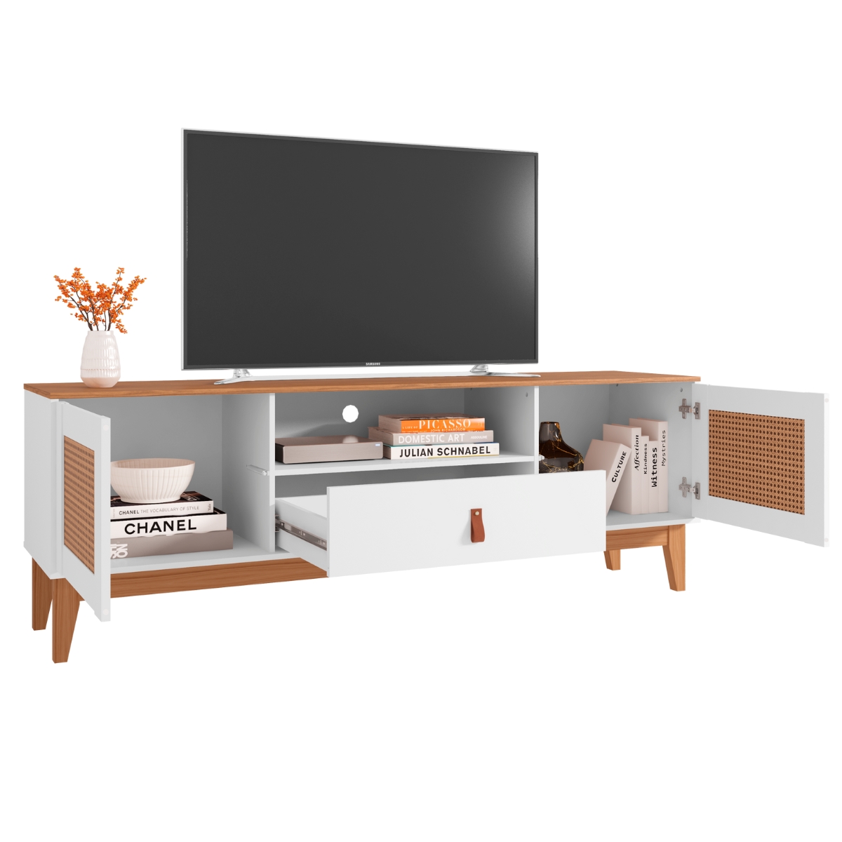Rack 2 Portas para TVs de 60 Polegadas Vienna Branco Noce