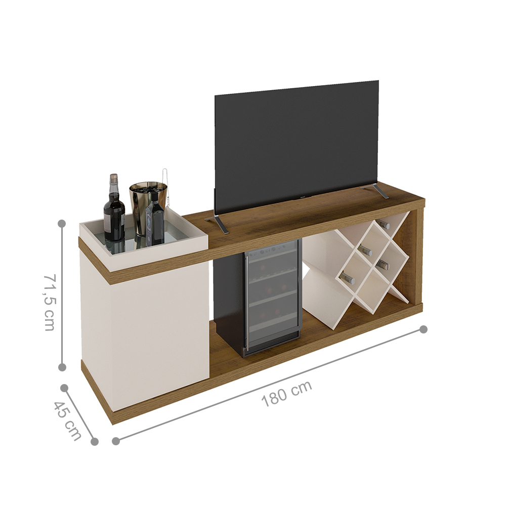 Rack Bar para TVs 60 Polegadas São Paulo Pinho Off White