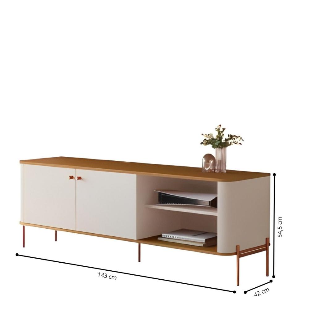 Rack Para TV 58 Polegadas Olaf Off White Nature Bronze