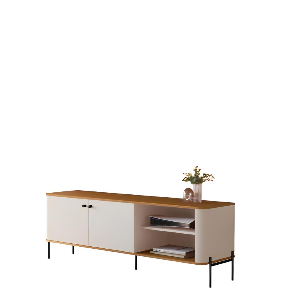 Rack Para TV 58 Polegadas Olaf Off White Nature Preto