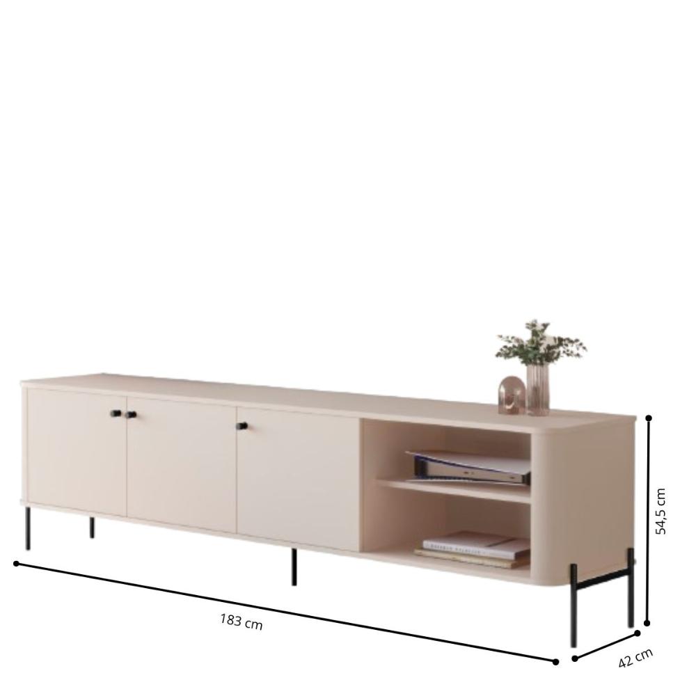Rack Para TV 70 Polegadas Olaf Off White Preto