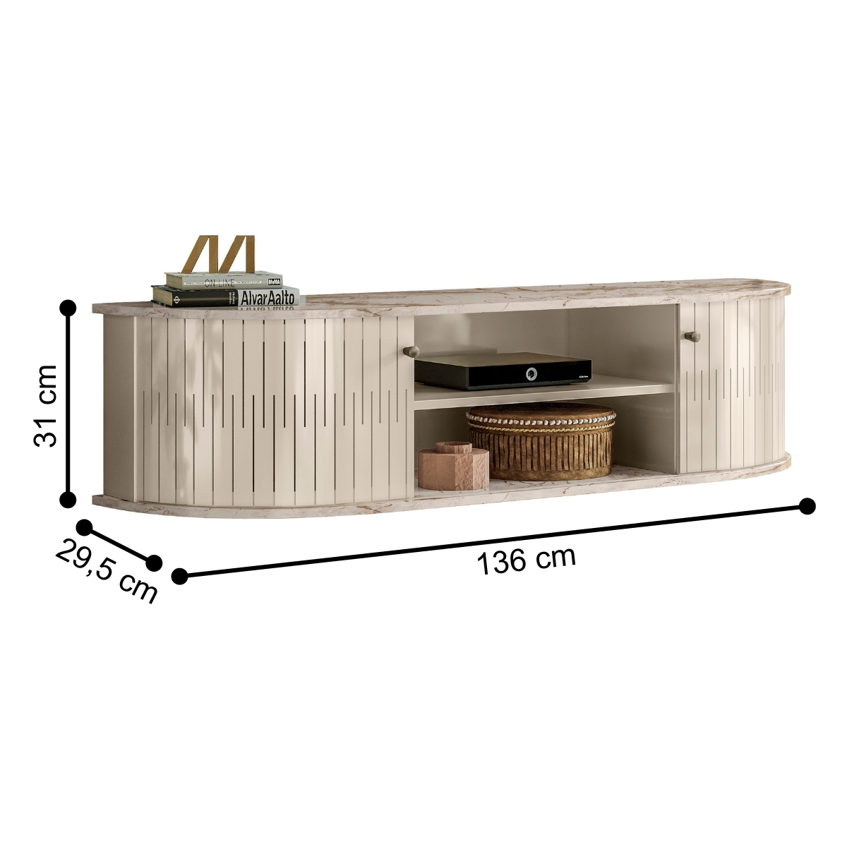Rack Suspenso  Para TVs 60" Verona Calacata Off White