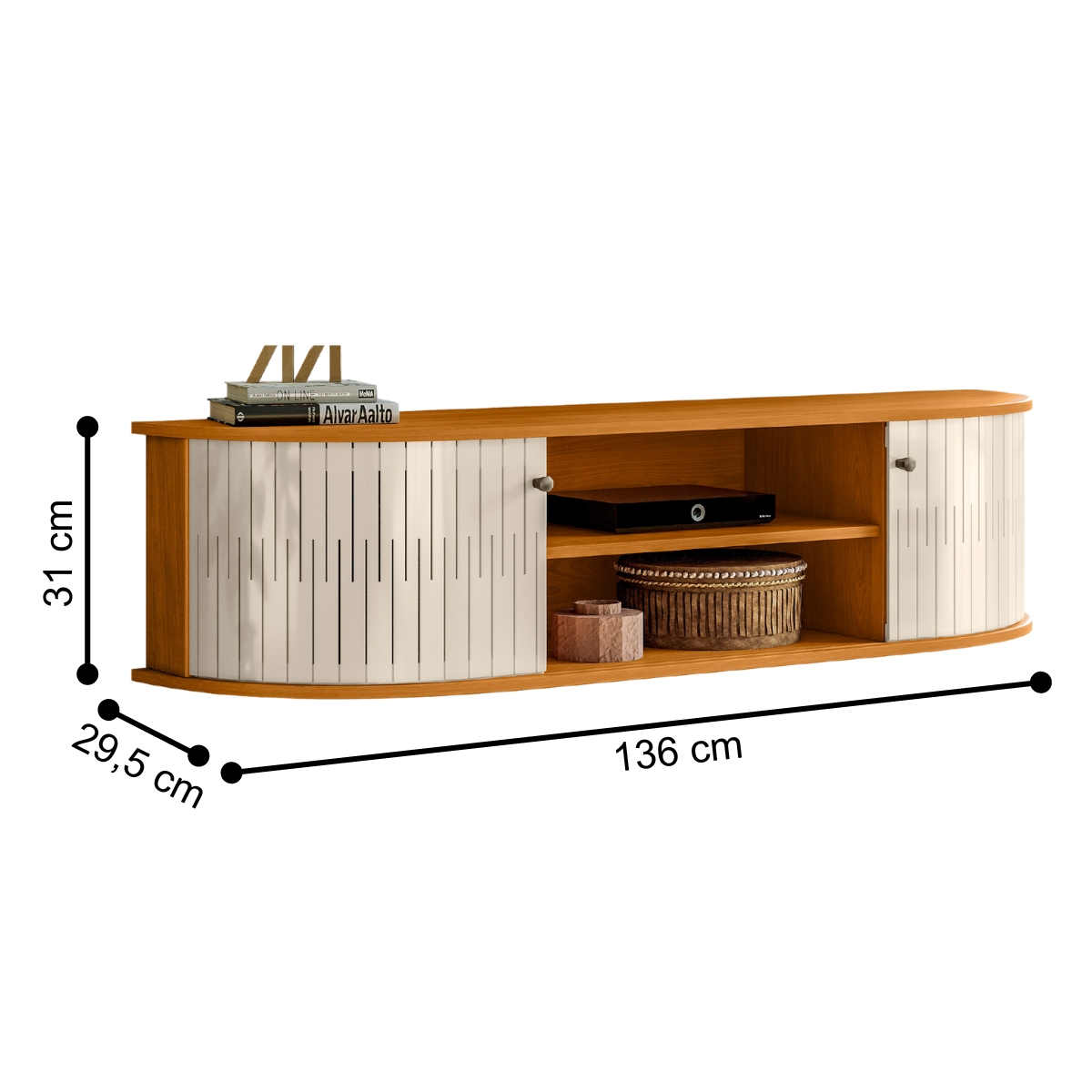 Rack Suspenso Para TVs 60" Verona Cinamomo Off White