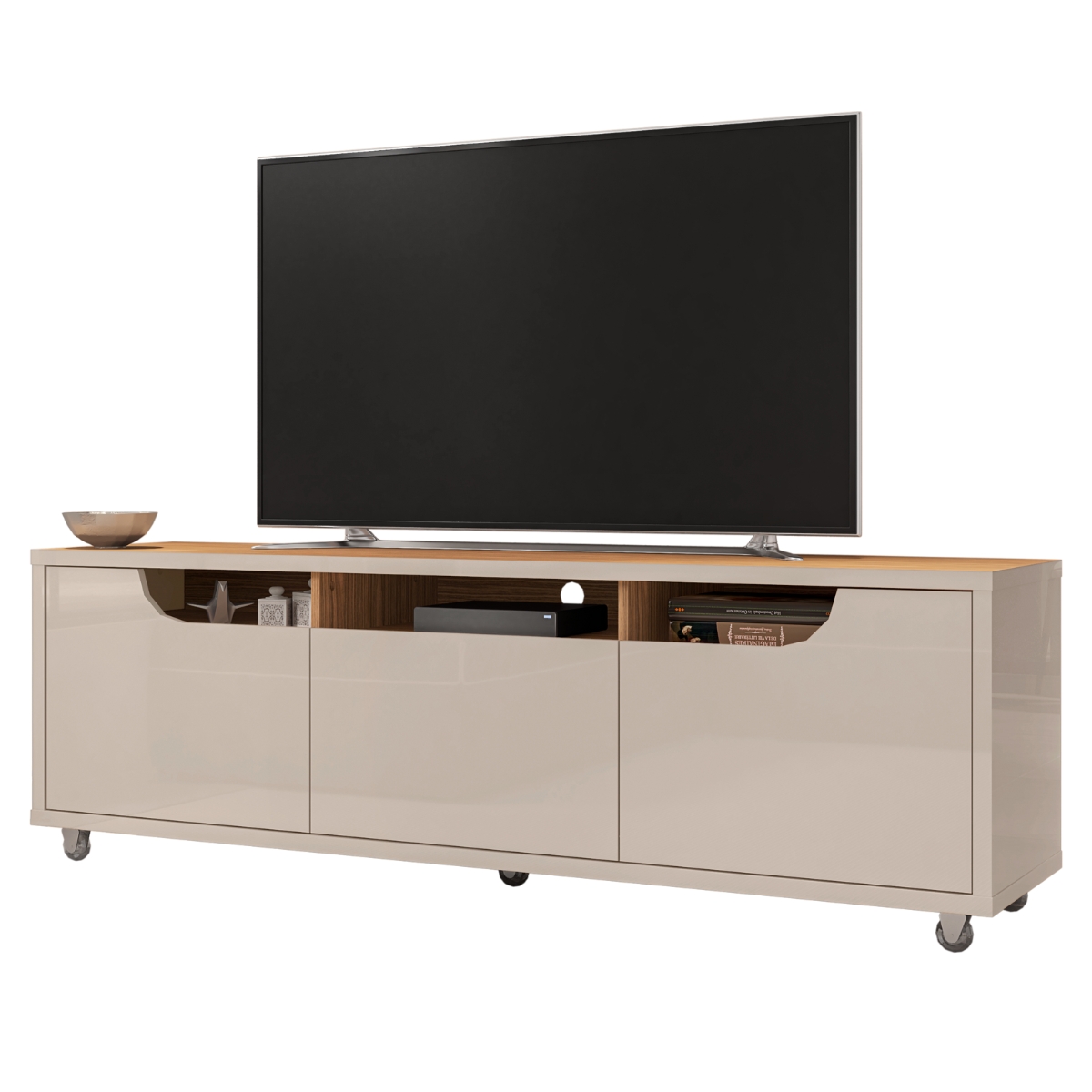Rack com Rodizíos para TVs de 60" Elkins Off White Noce