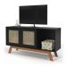 Rack para TV Amsterdam detalhe em Rattan Sintético Preto