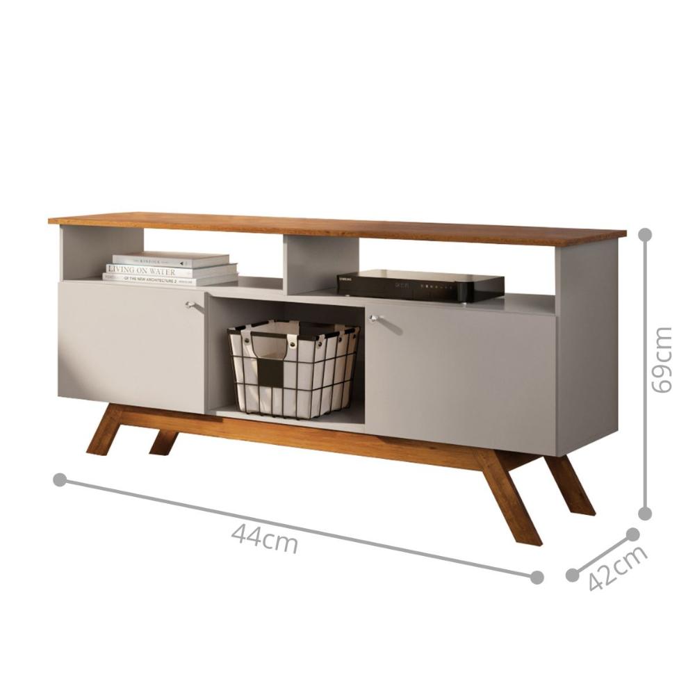 Rack para TV com 3 Nichos Manchester Off White Nature