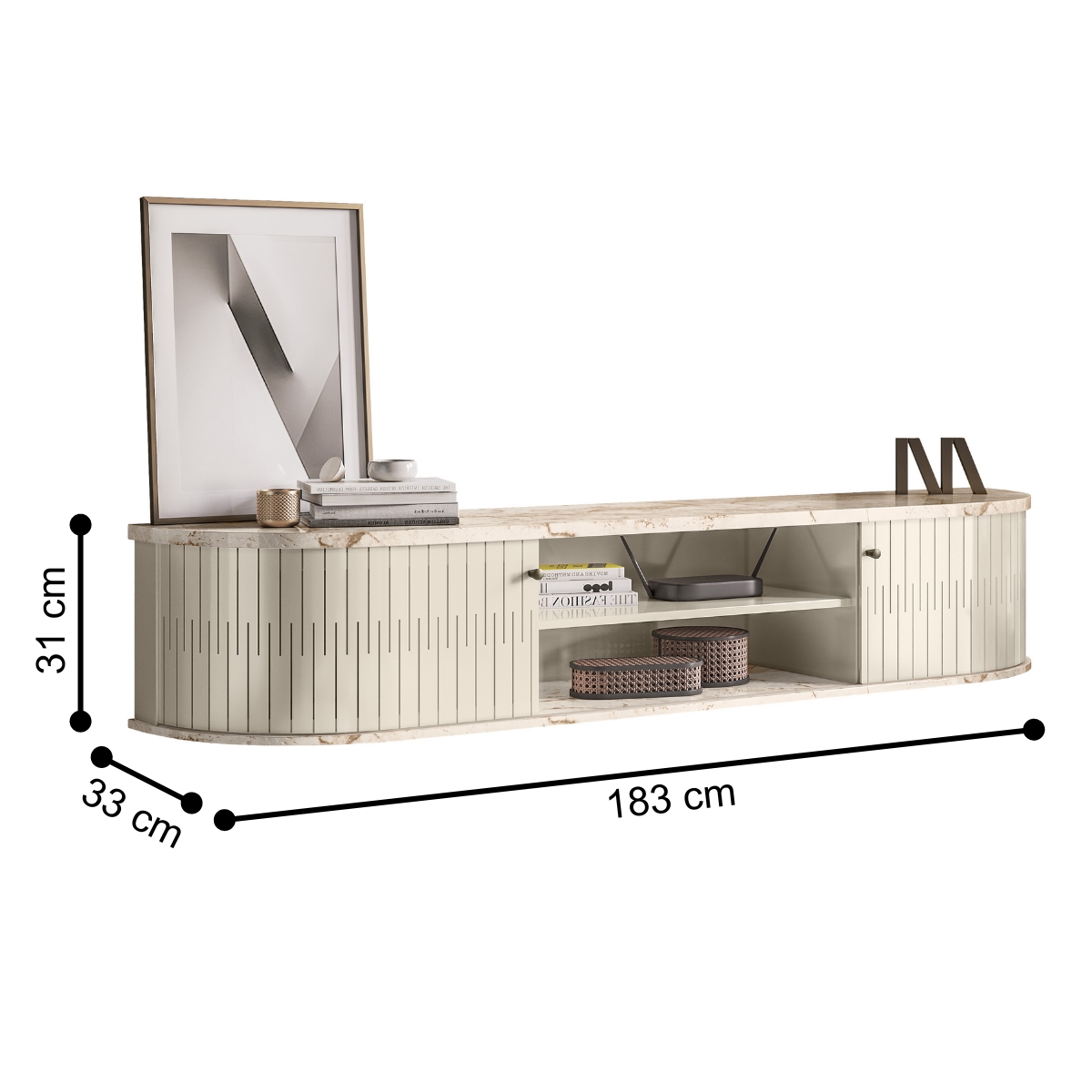 Rack para TV's de 75 Polegadas Génova Calacata Off White