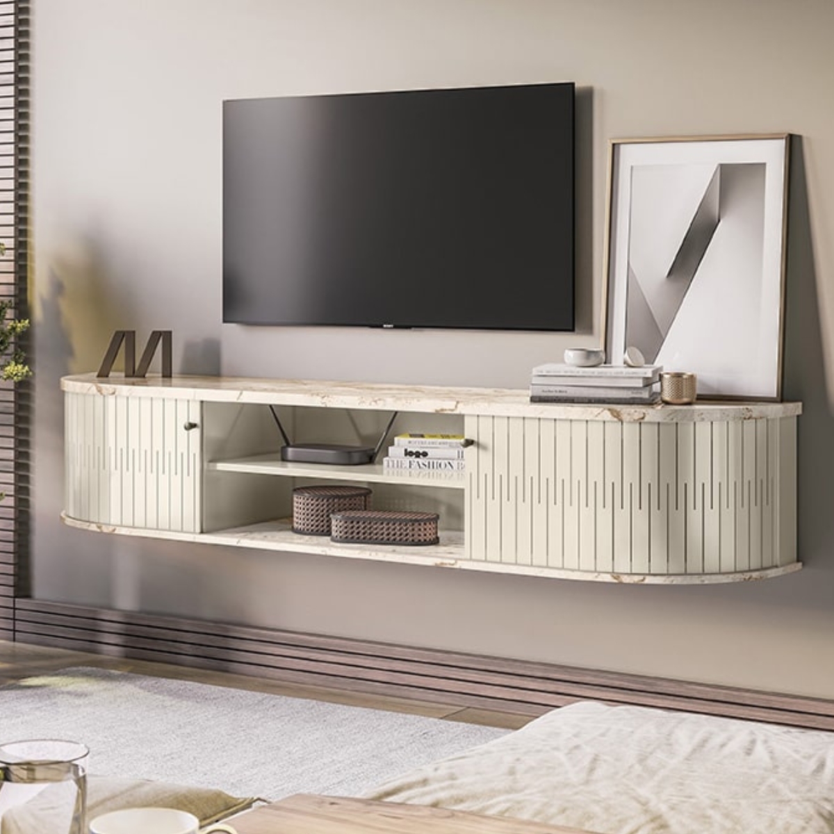 Rack para TV's de 75 Polegadas Génova Calacata Off White
