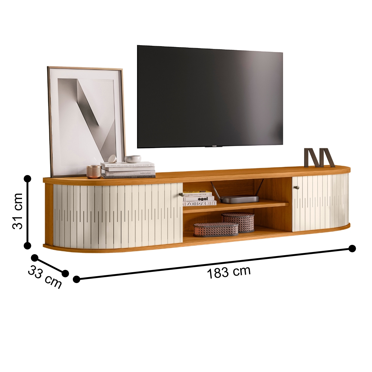 Rack para TV's de 75 Polegadas Génova Cinamomo Off White