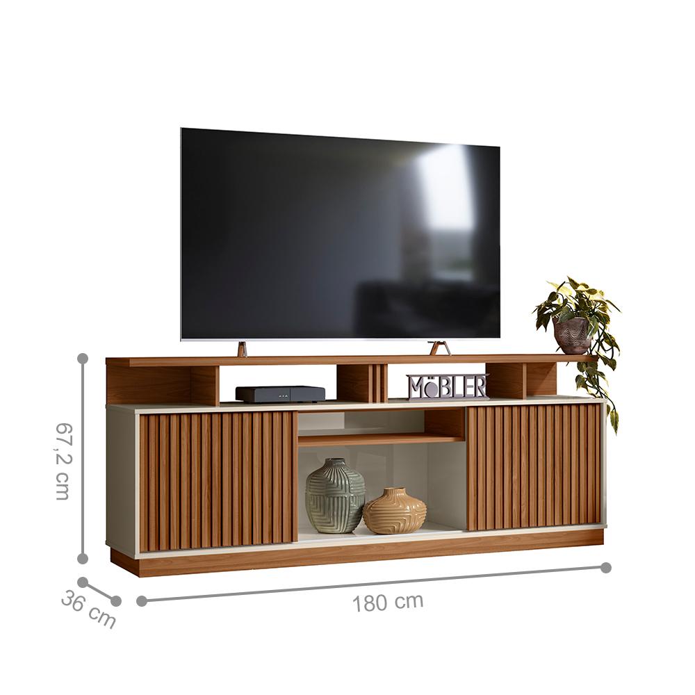Rack para TVs até 75 Polegadas Ajax Cinamomo Mel Off White