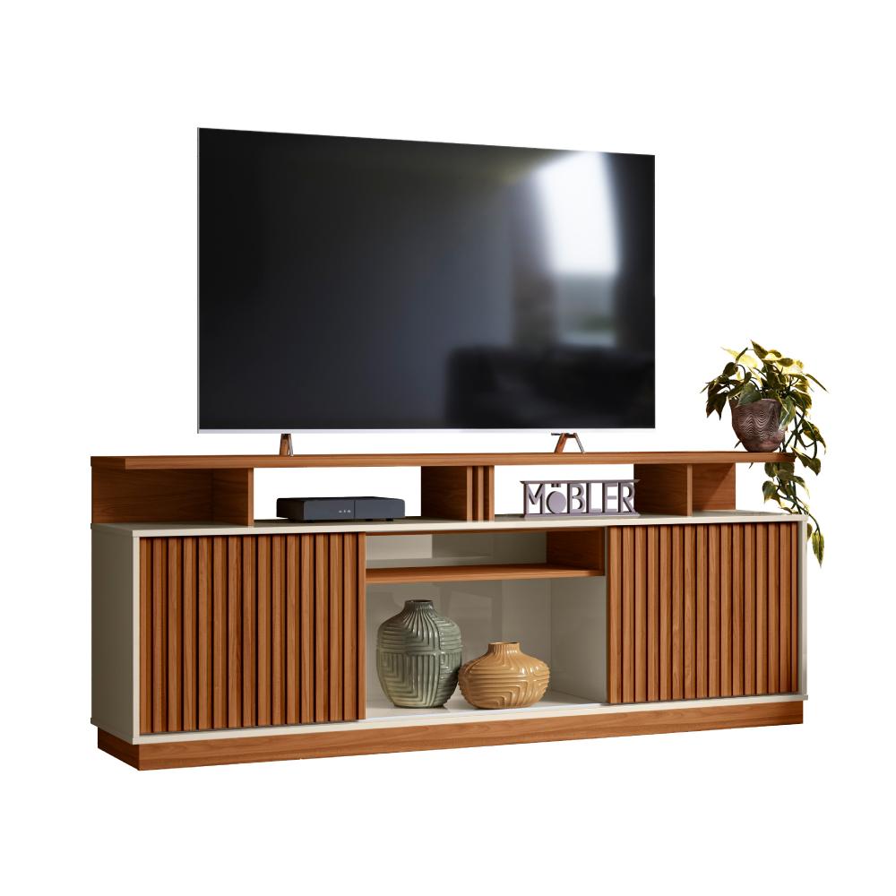 Rack para TVs até 75 Polegadas Ajax Cinamomo Mel Off White