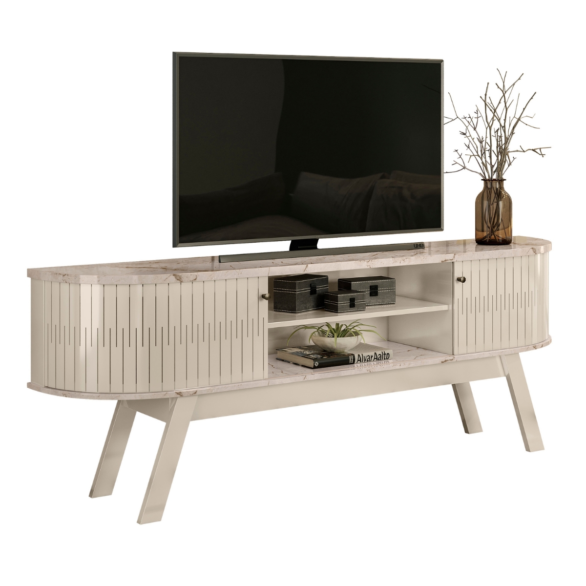 Rack para TVs de 75 Polegadas Leicester Calacata Off White