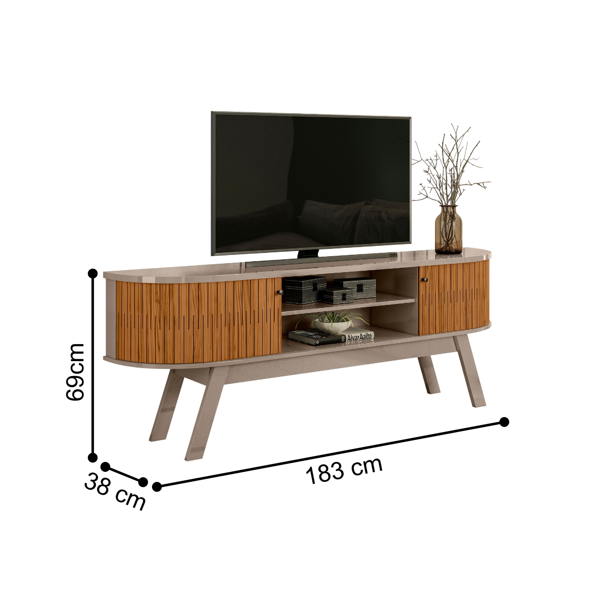 Rack para TVs de 75 Polegadas Leicester Fendi Naturale