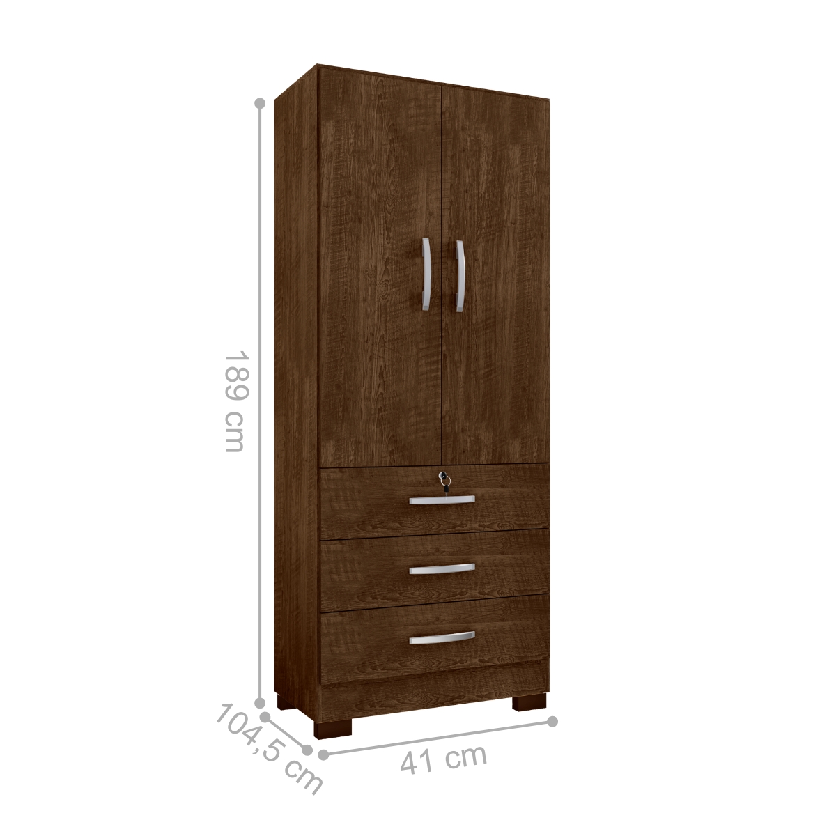 Roupeiro 2 Portas e 3 Gavetas Sneek Malbec