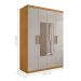 Roupeiro 4 Portas com Espelho Ameixa Naturalle Off White