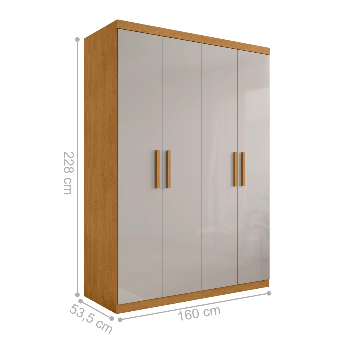 Roupeiro 4 Portas e 3 Gavetas Palmas Naturalle Off White
