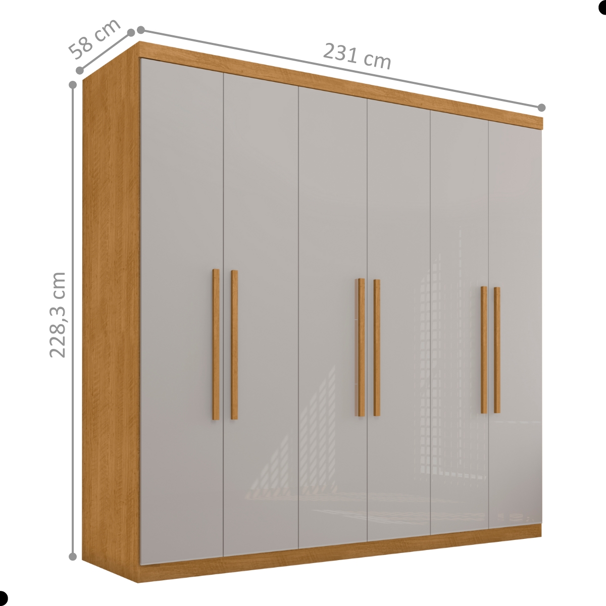 Roupeiro 6 Portas e 4 Gavetas Cotia Naturalle Off White