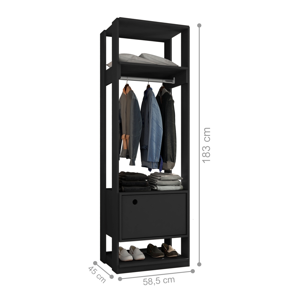 Roupeiro Madri Preto com Porta
