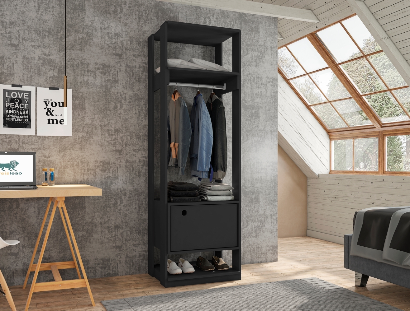 Roupeiro Madri Preto com Porta
