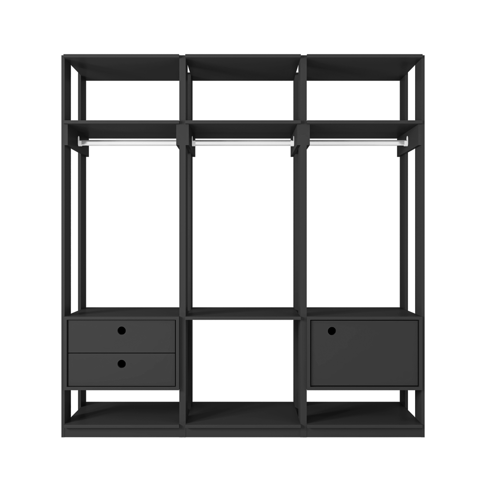 Roupeiro Madri Preto com Porta e Gaveta